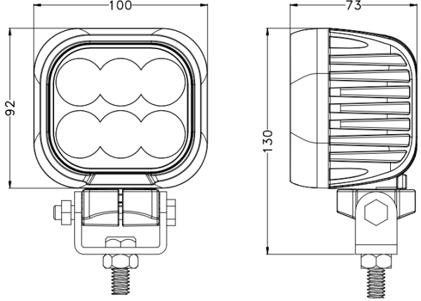 4 Inch 60W Emark New Design LED work light with rotatable bracket & Built-In DT Connector - Image 4