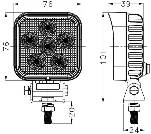 3inch R10 24W Led Work Lamp Square - Image 4