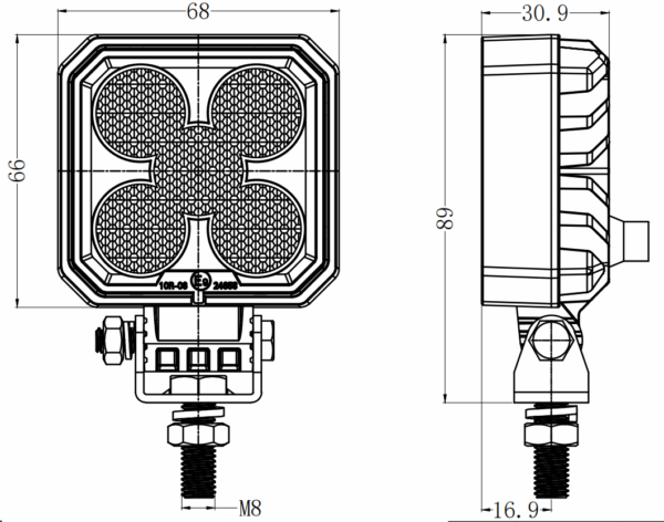2 inch 20W Square New LED Work Light R10 IP68 - Image 5