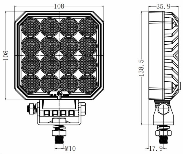 4inch 64W 6415lm Square New LED Work Light R10 - Image 5